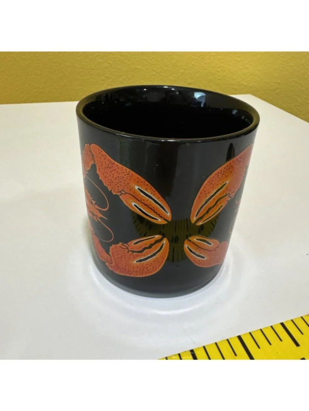 Salamander Graphix Stoneware Coffee Mug Lobster Tail Handle Black Orange 11 oz